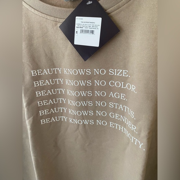 Ava & Viv NWT Tan Sweatshirt with Beauty Quote - Picture 7 of 7